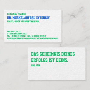 Moderne blaue und grüne Typografie Visitenkarte