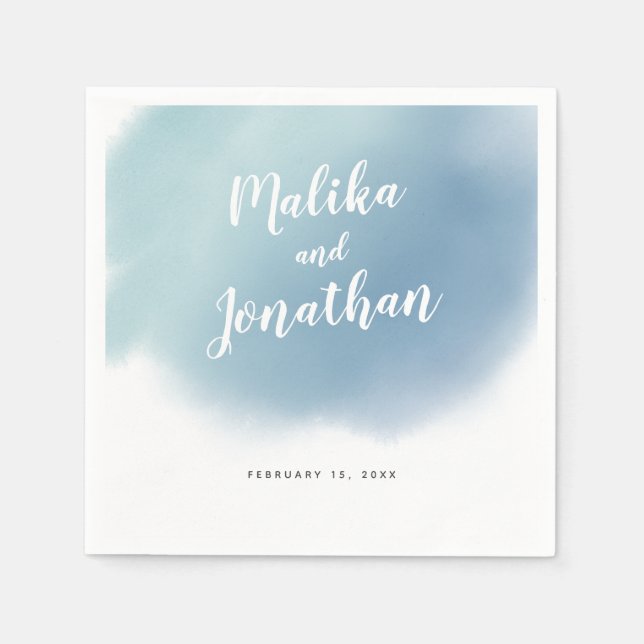 Moderne blaue und grüne Wasserfarbe Ombre Wedding Serviette (Vorderseite)