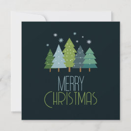 Moderne blaue und grüne Weihnachtsbaumflat Karte