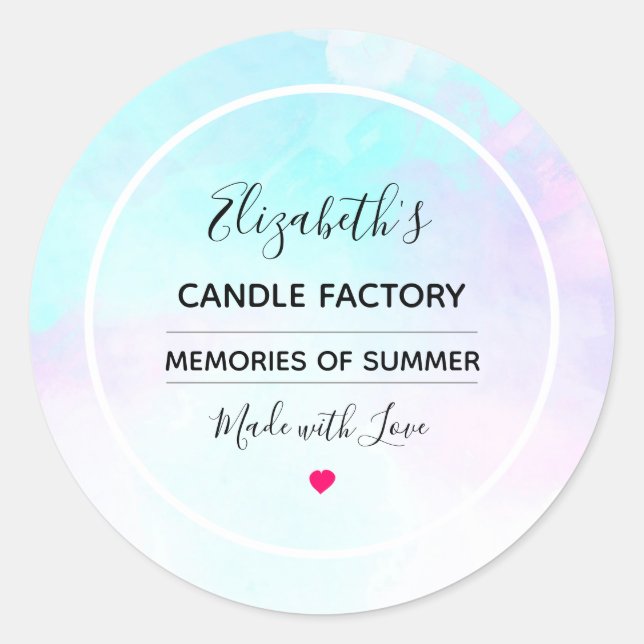 Moderne blaue und Lila Wasserfarben Candle Soap Bi Runder Aufkleber (Vorderseite)