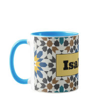 Moderne blaue und marinegeometrische Tasse mit ind