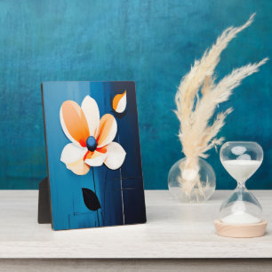 Moderne blaue und orangefarbene Kunst Fotoplatte