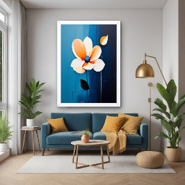 Moderne blaue und orangefarbene Kunst Poster