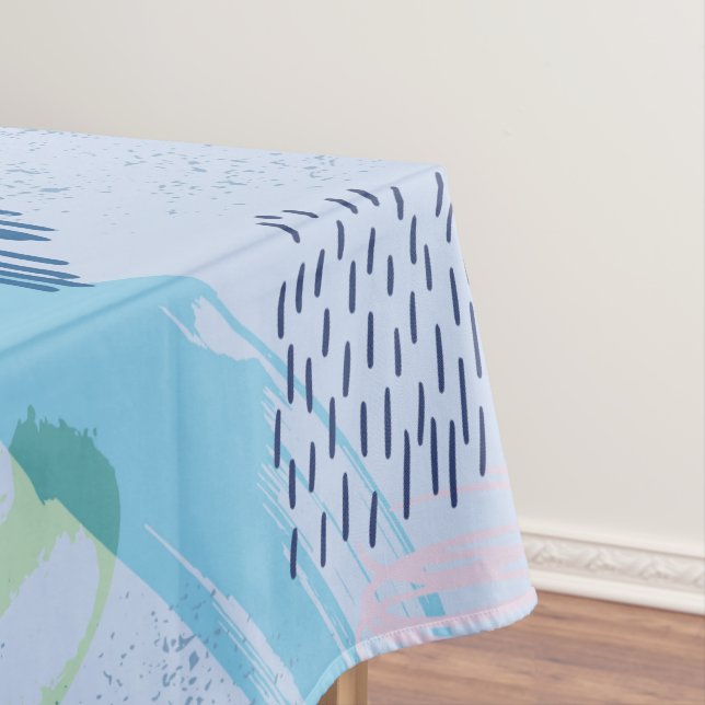 Moderne blaue und rosa Linien und Spiralen Tischdecke (Beispiel)