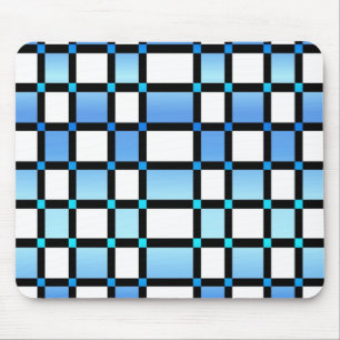 Moderne, blaue und schwarze quadratische Fliesen Mousepad