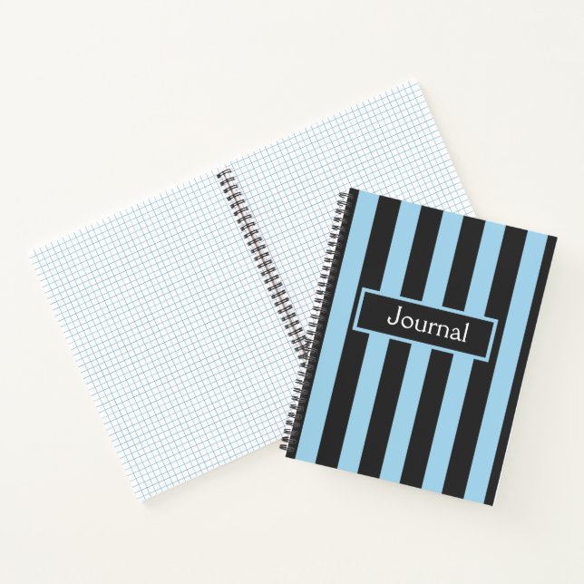 Moderne blaue und schwarze Streifen Notizbuch (Innenseite)