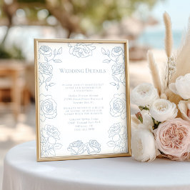 Moderne, blaue und weiße französische Rose Hochzei