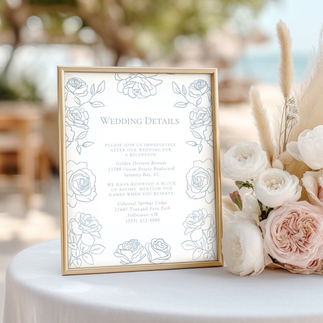 Moderne, blaue und weiße französische Rose Hochzei (Von Creator hochgeladen)