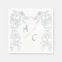 Moderne Blaue und Weiße Französische Rosen Hochzei