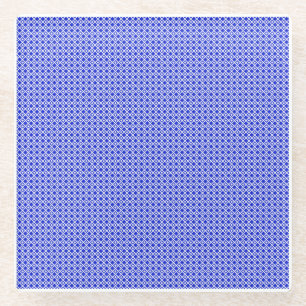 Moderne blaue und weiße geometrische Diamantmuster Glasuntersetzer