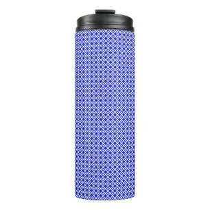 Moderne blaue und weiße geometrische Diamantmuster Thermosbecher