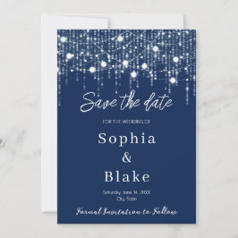 Moderne blaue und weiße Hangleuchten Save the Date Einladung