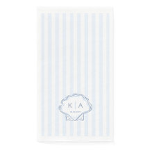 Moderne Blaue Und Weiße Küsten-Monogramm-Hochzeit