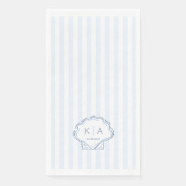 Moderne Blaue Und Weiße Küsten-Monogramm-Hochzeit Serviette