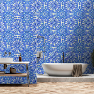 Moderne blaue und weiße Schale und Stab des Mittel Tapete