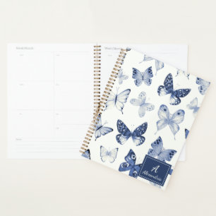 Moderne Blaue und Weiße Schmetterlinge  Planer