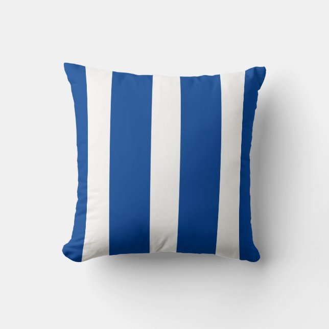 Moderne blaue und weiße Streifen Kissen (Vorderseite)