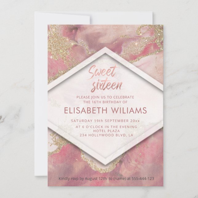 Moderne, blaue Wasserfarbenwaschglatter Einladung (Vorderseite)