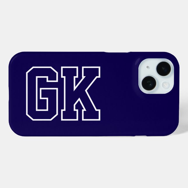Moderne Blaue Weiße Monogramm Anfangsbuchstaben Case-Mate iPhone Hülle (Rückseite (Horizontal))