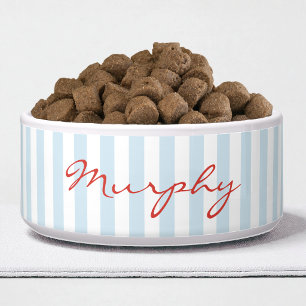 Moderne Blaue Weiße Streifen Einfache Schrift Hund Napf