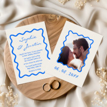 Moderne Blaue Wellige Rahmen-Foto-Hochzeit