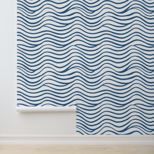 Moderne blaue wellige Streifen Tapete