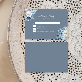 Moderne, blaue Wildblumen mit RSVP-Hochzeitkarte Dankeskarte