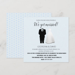 Moderne Blaue Wir haben geheiratet! Hochzeit Ankündigung