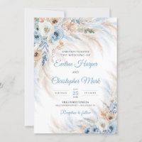 Moderne blauen Blume Rose Pampas tropische