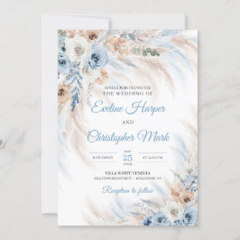 Moderne blauen Blume Rose Pampas tropische Einladung
