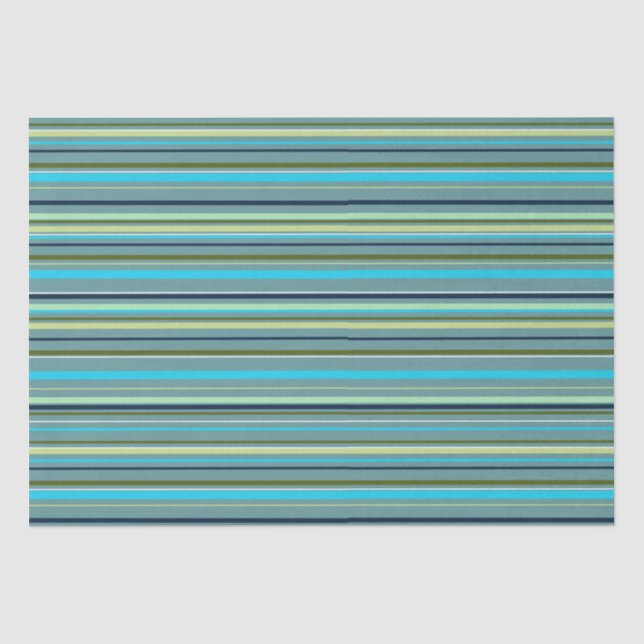 Moderne blaugelbe grüne Streifen elegant Seidenpapier (Vorderseite)