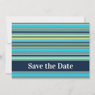 Moderne blaugelbe grüne Streifen glücklich zum Geb Save The Date