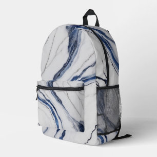 Moderne Blaugrau-Weiße Minimalistische Marmoroptik Bedruckter Rucksack