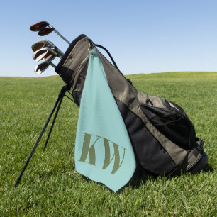Moderne Blaugrüne Monogramm-Initialen Personalisie Golfhandtuch