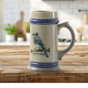 Moderne Blauhäher 'Just Birding' Personalisieren Bierglas
