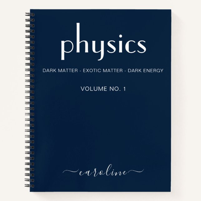 Moderne, blauweiße Personalisierte Physik Notizbuch (Vorderseite)