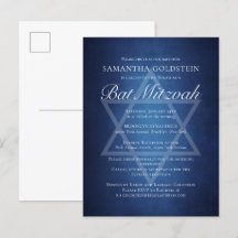 Moderne blauweiße Typografie Formal Bat Mitzvah