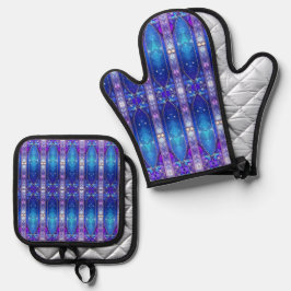 Moderne Bleiglasfenster Ofenhandschuh & Topflappen-Set