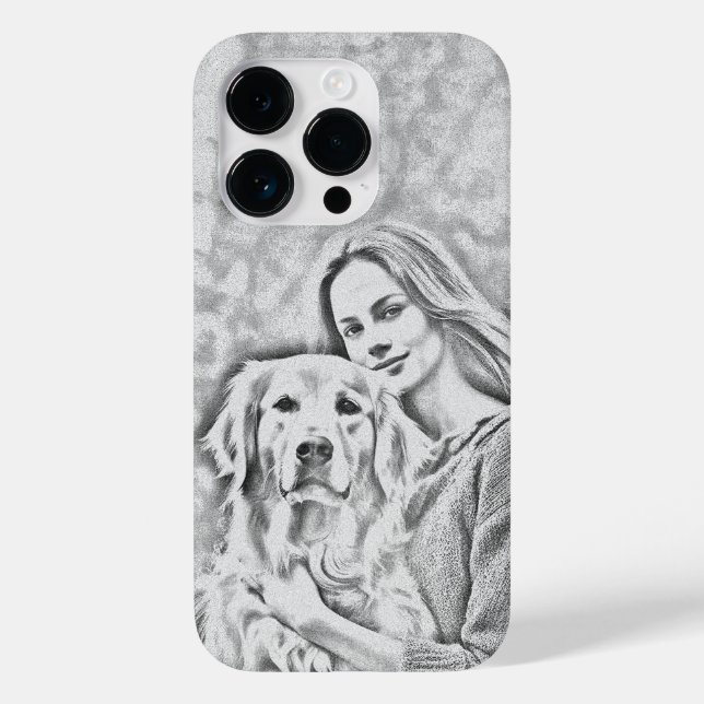 Moderne Bleistift Drawin Dog MAMA Dog Lover iPhone Case-Mate iPhone 14 Pro Hülle (Rückseite)