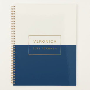 Moderne bloc de couleur Navy 2022 Mensuel/Hebdomad