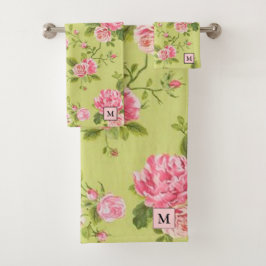 Moderne blorgrüne Rose Badhandtuch Set