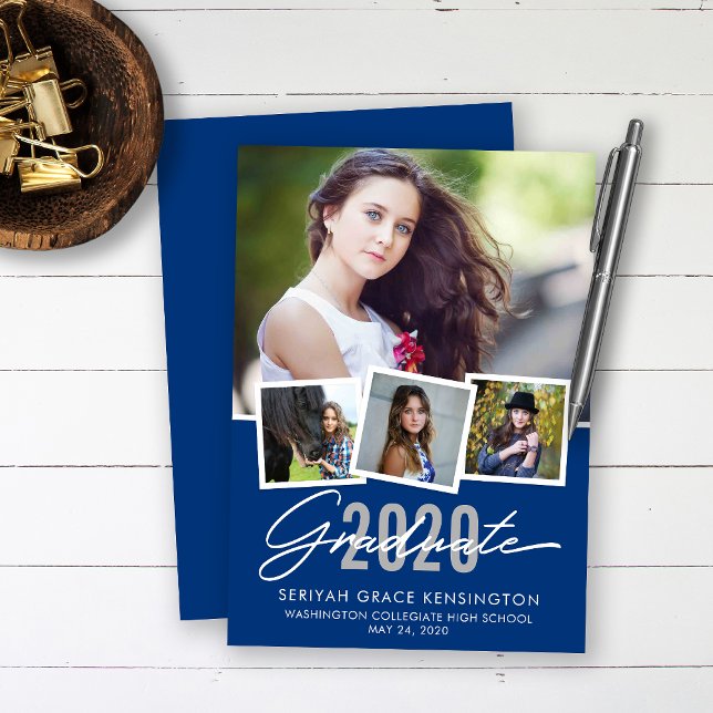 Moderne Blue Abschluss Class of Foto Ankündigung (Von Creator hochgeladen)