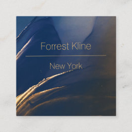 Moderne Blue and Gold Business Card Quadratische Visitenkarte