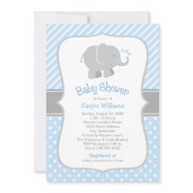 Moderne Blue and Gray Elephant Boy Baby Dusche