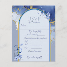 Moderne Blue Aqua Marble Wedding RSVP Card Begleitkarte