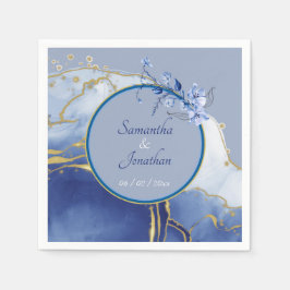 Moderne Blue Aqua Marble Wedding Serviette