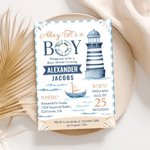 Moderne Blue Baby Boy Dusche Einladung