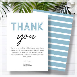 Moderne Blue Baby Dusche Dankeskarte