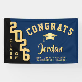 Moderne Blue Black Abschluss Class 2025 Party Banner