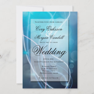 Moderne Blue Bokeh Background Wedding Ankündigung